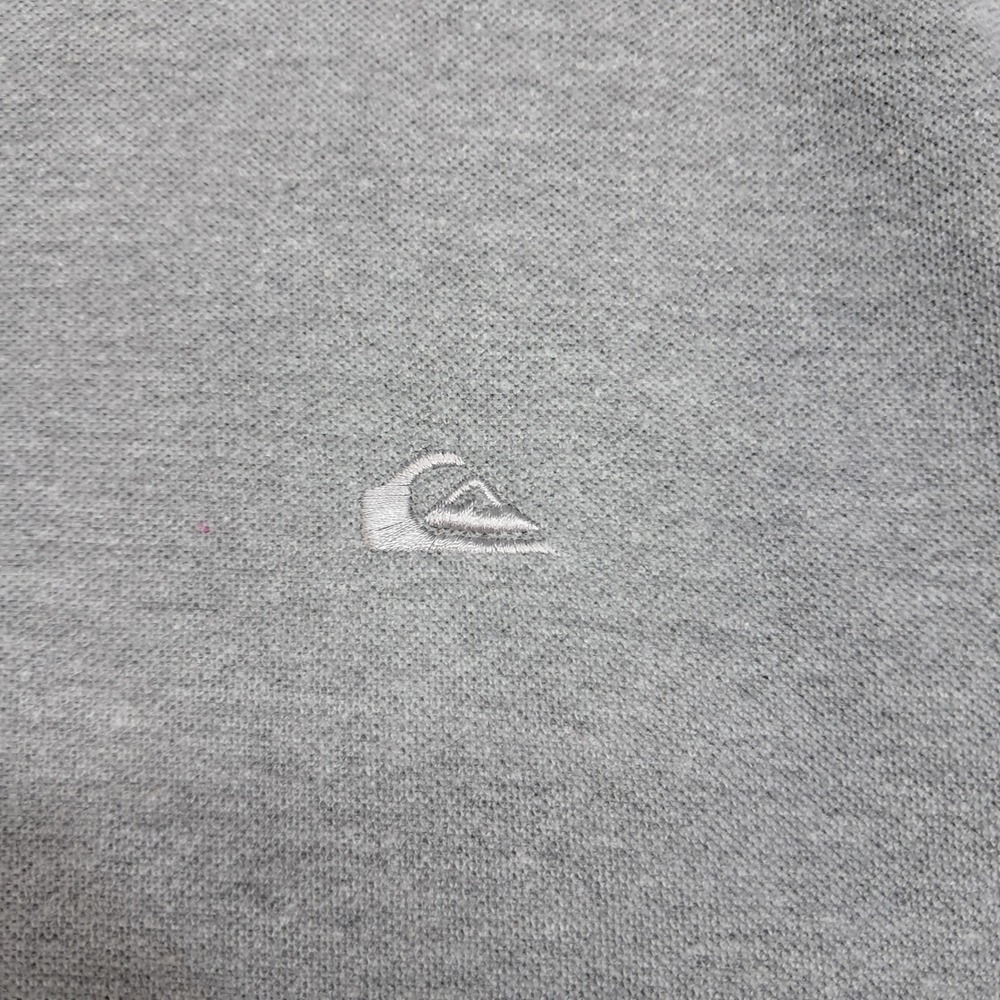 Quiksilver Mens Grey Short Sleeve Pique Polo Shirt Logo Large 8161 - Picture 2 of 8